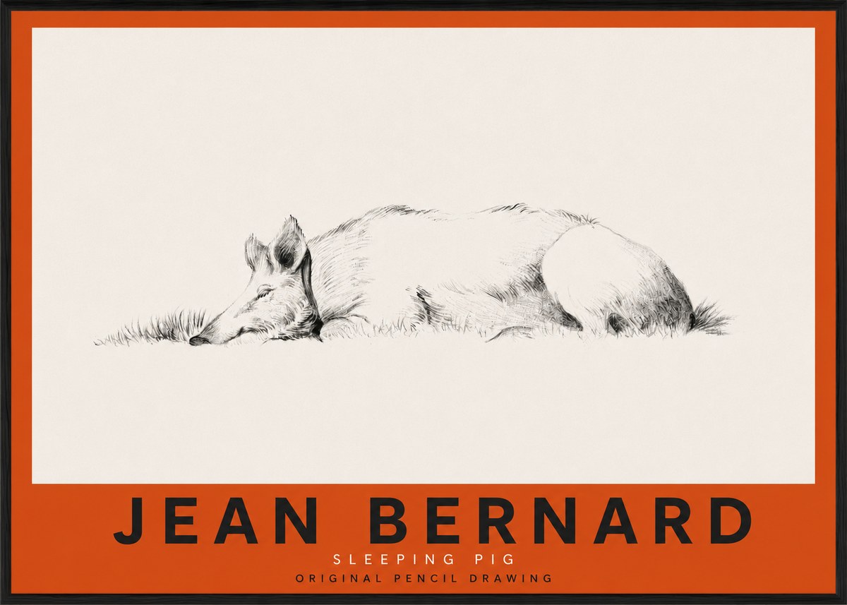 Jean Bernard Sleeping Pig II No3 - Poster