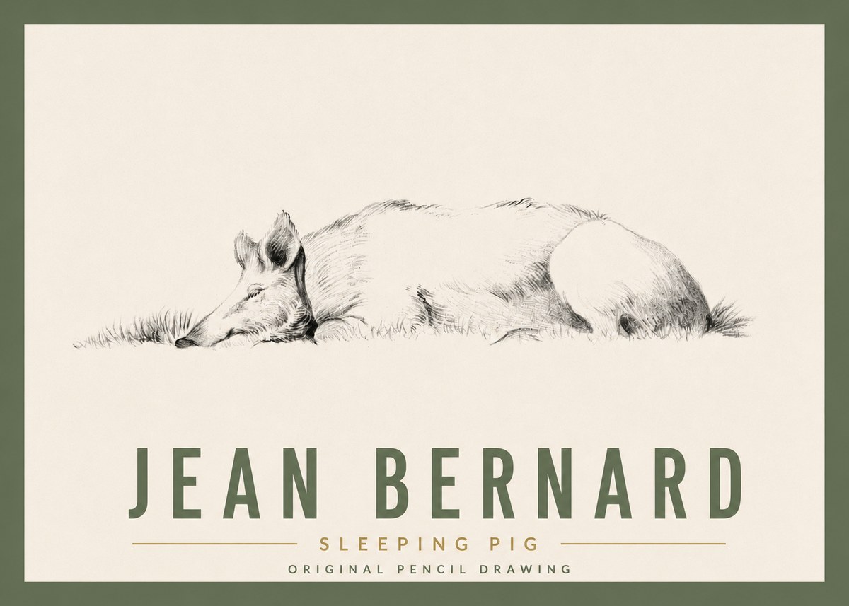 Jean Bernard Sleeping Pig II No5 - Poster