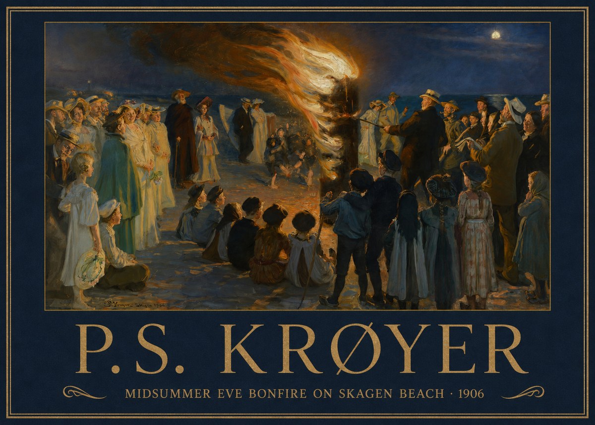 P.S. Krøyer Midsummer Eve Bonfire on Skagen Beach · 1906 No1 - Poster