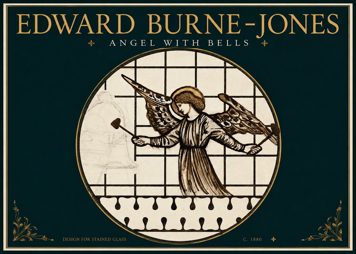 Edward Burne-Jones Angel with Bells (Study) No3 - Poster