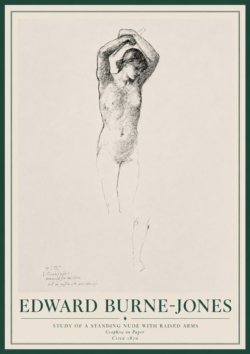 Edward Burne-Jones Standing Nude with Raised Arms (Study) No3 - Poster