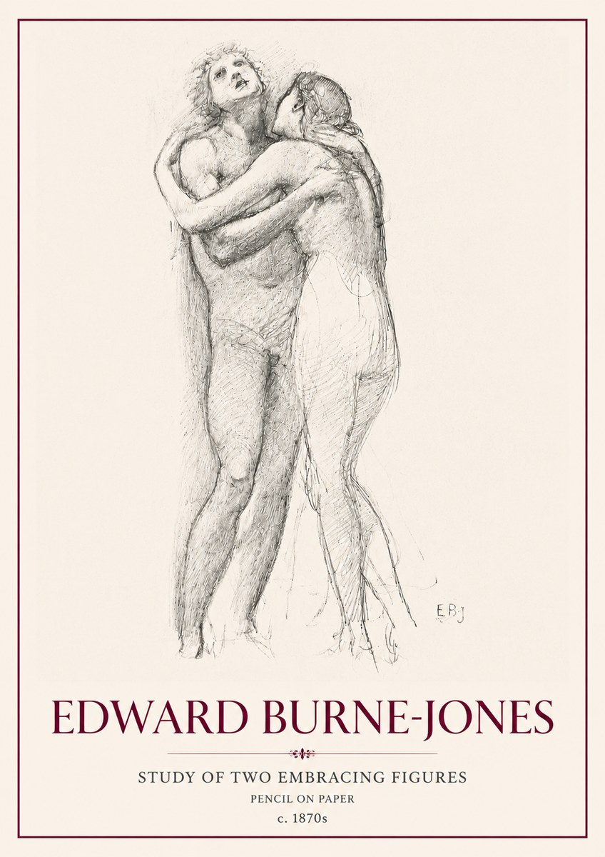 Edward Burne-Jones Study of Two Embracing Figures No6 - Poster