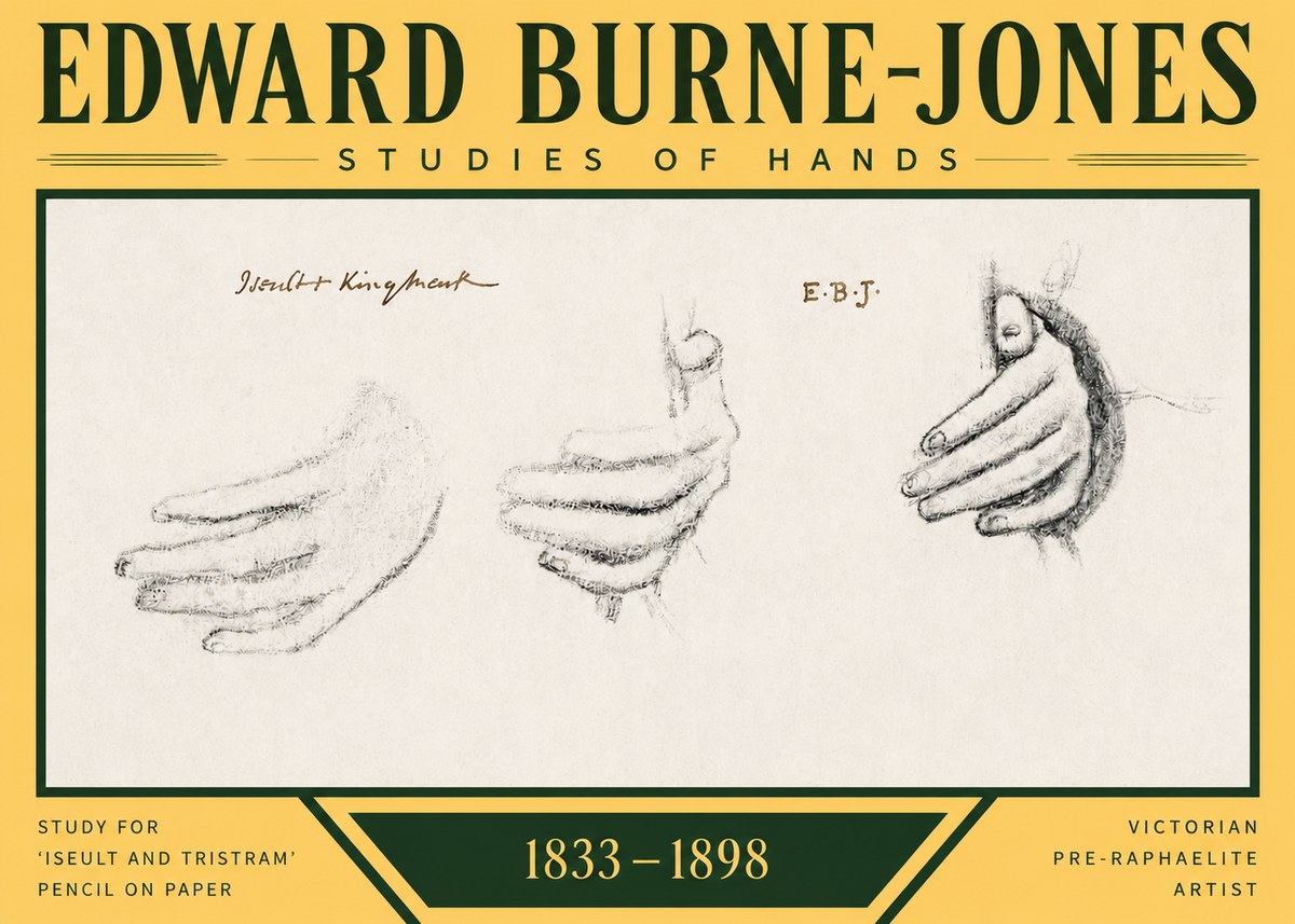 Edward Burne-Jones Study for 'Iseult and Tristram' No3 - Poster