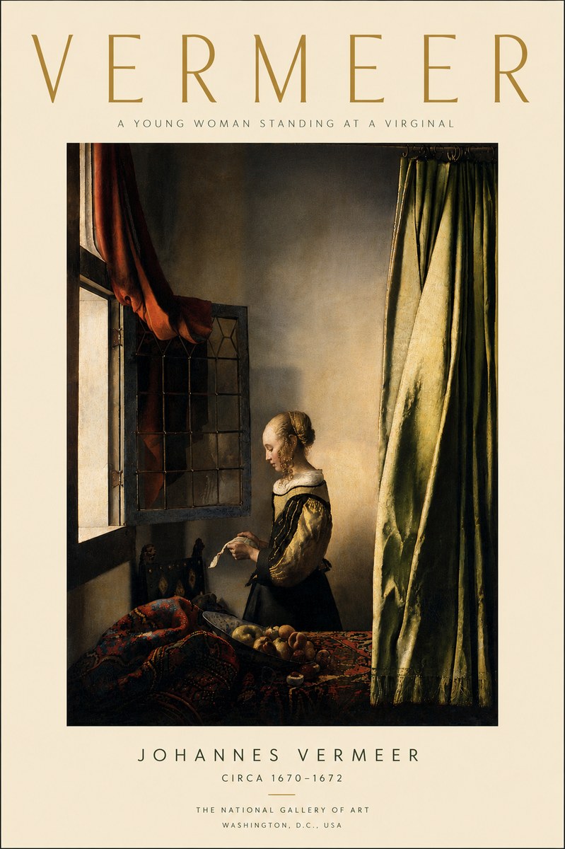 Vermeer A Young Woman Standing at a Virginal No4 - Poster