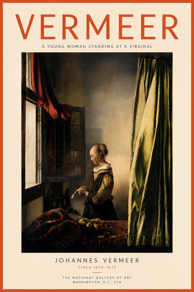 Vermeer A Young Woman Standing at a Virginal No6 - Poster