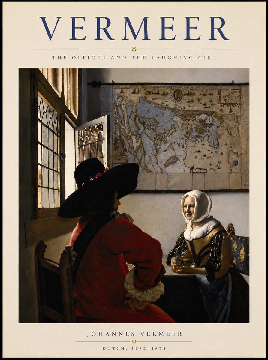 Vermeer The Officer and the Laughing Girl No5 - Poster