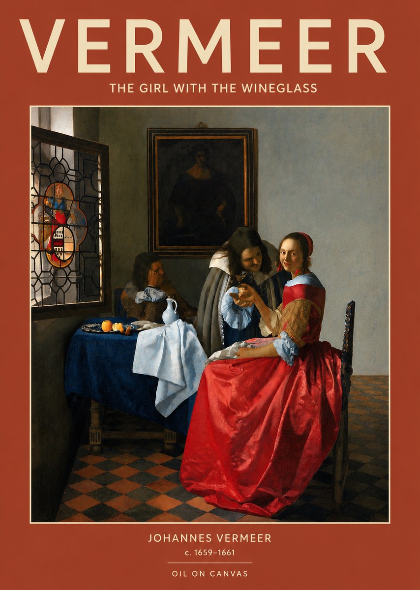 Vermeer The Girl with the Wineglass No3 - Poster