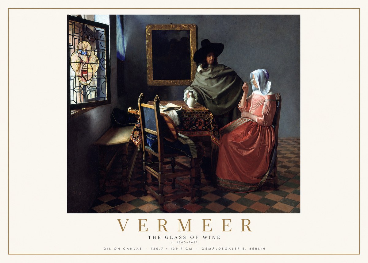 Vermeer The Glass of Wine No2 - Poster