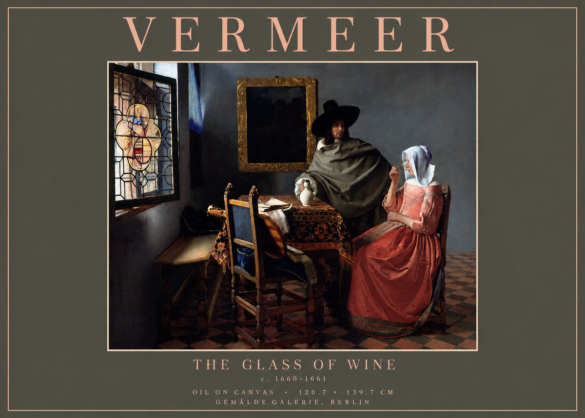 Vermeer The Glass of Wine No6 - Poster