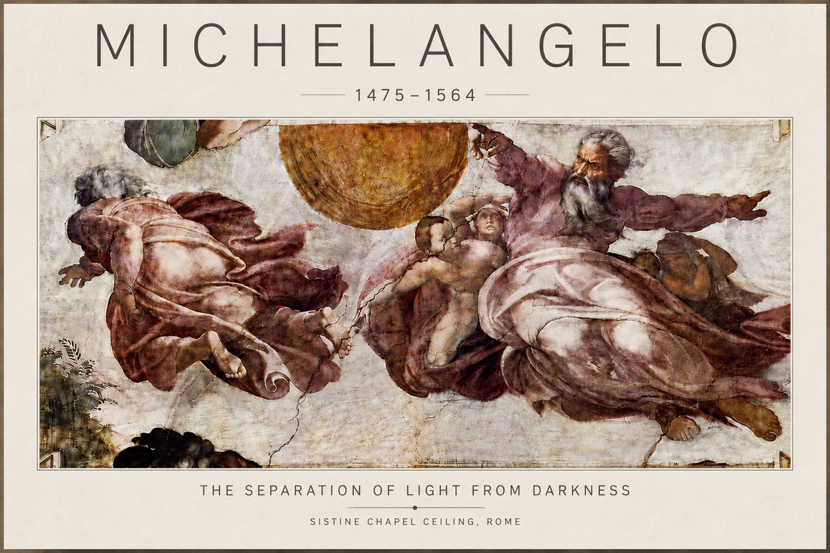 Michelangelo The Separation of Light from Darkness No6 - Poster