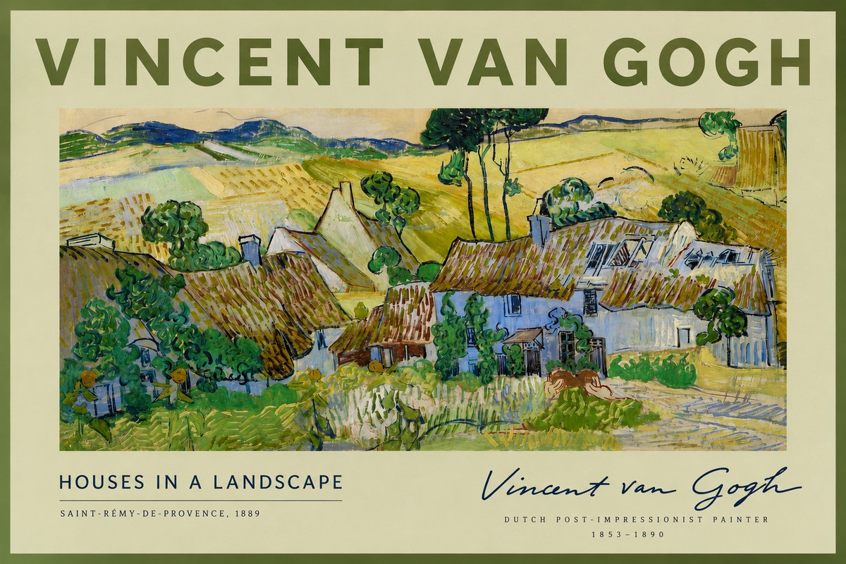Van Gogh Houses in a Landscape No2 - Poster