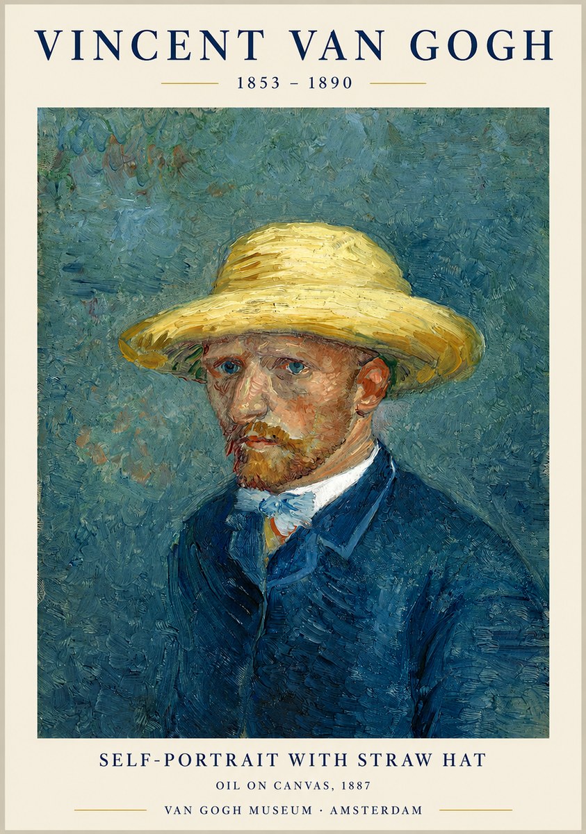 Van Gogh Self-portrait with Straw Hat III No1 - Poster