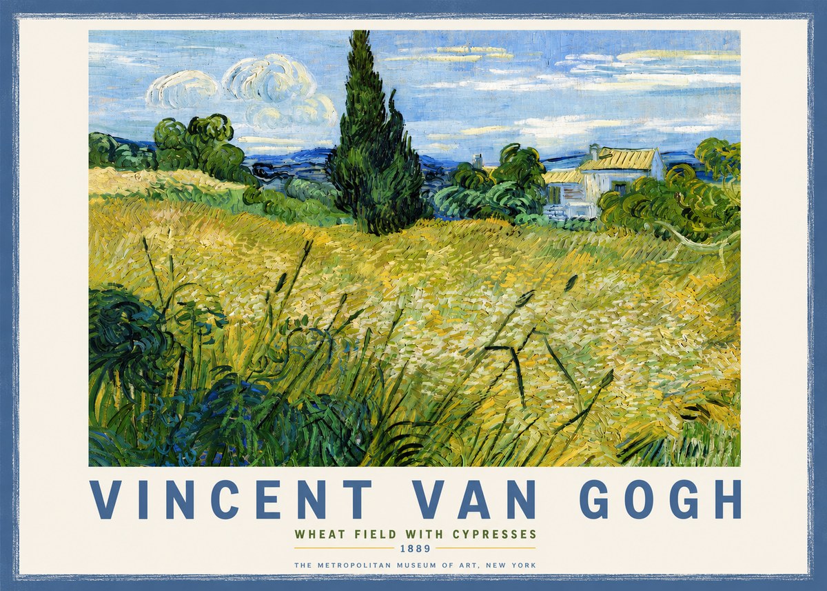 Van Gogh Wheat Field with Cypresses No3 - Poster