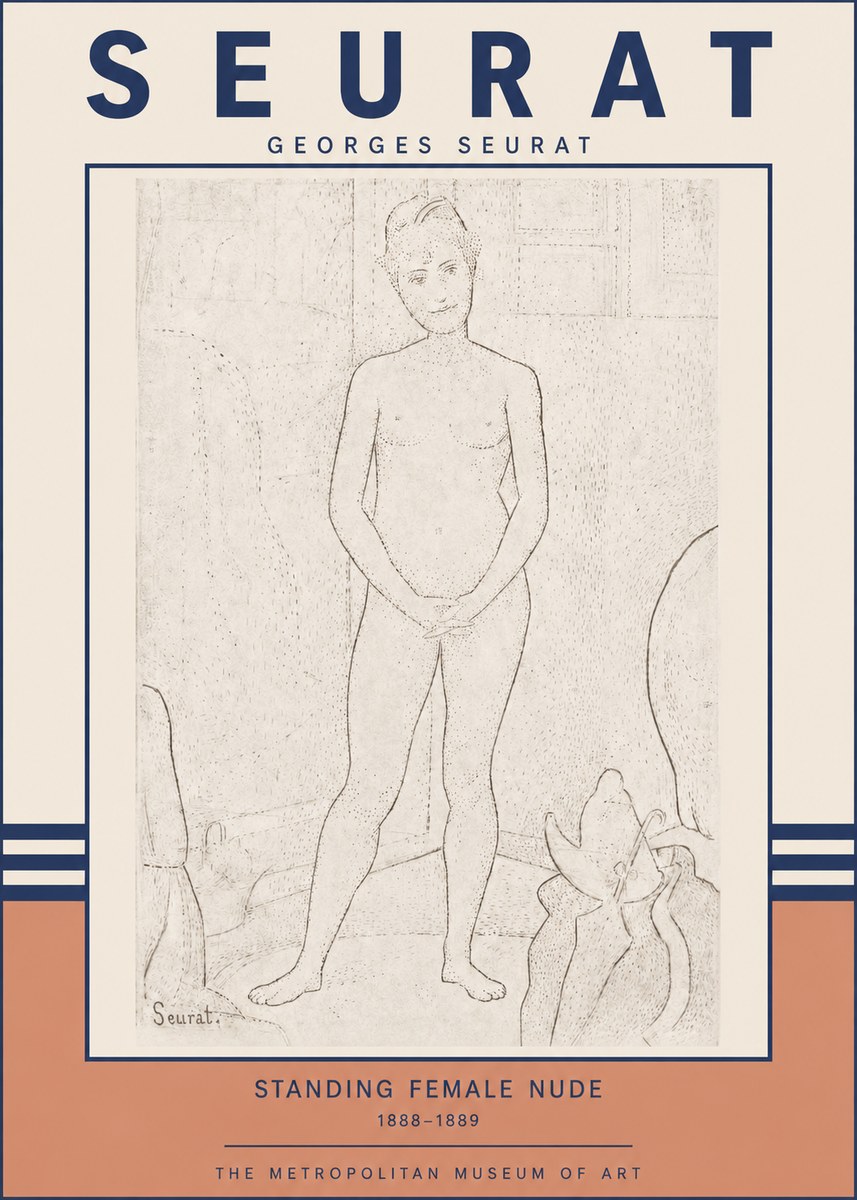 Seurat Standing Female Nude No3 - Poster