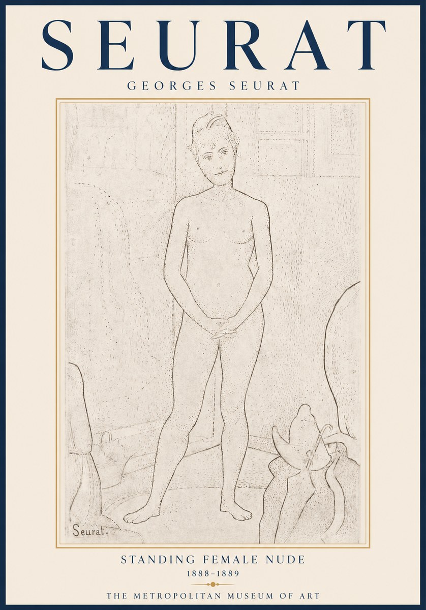 Seurat Standing Female Nude No6 - Poster