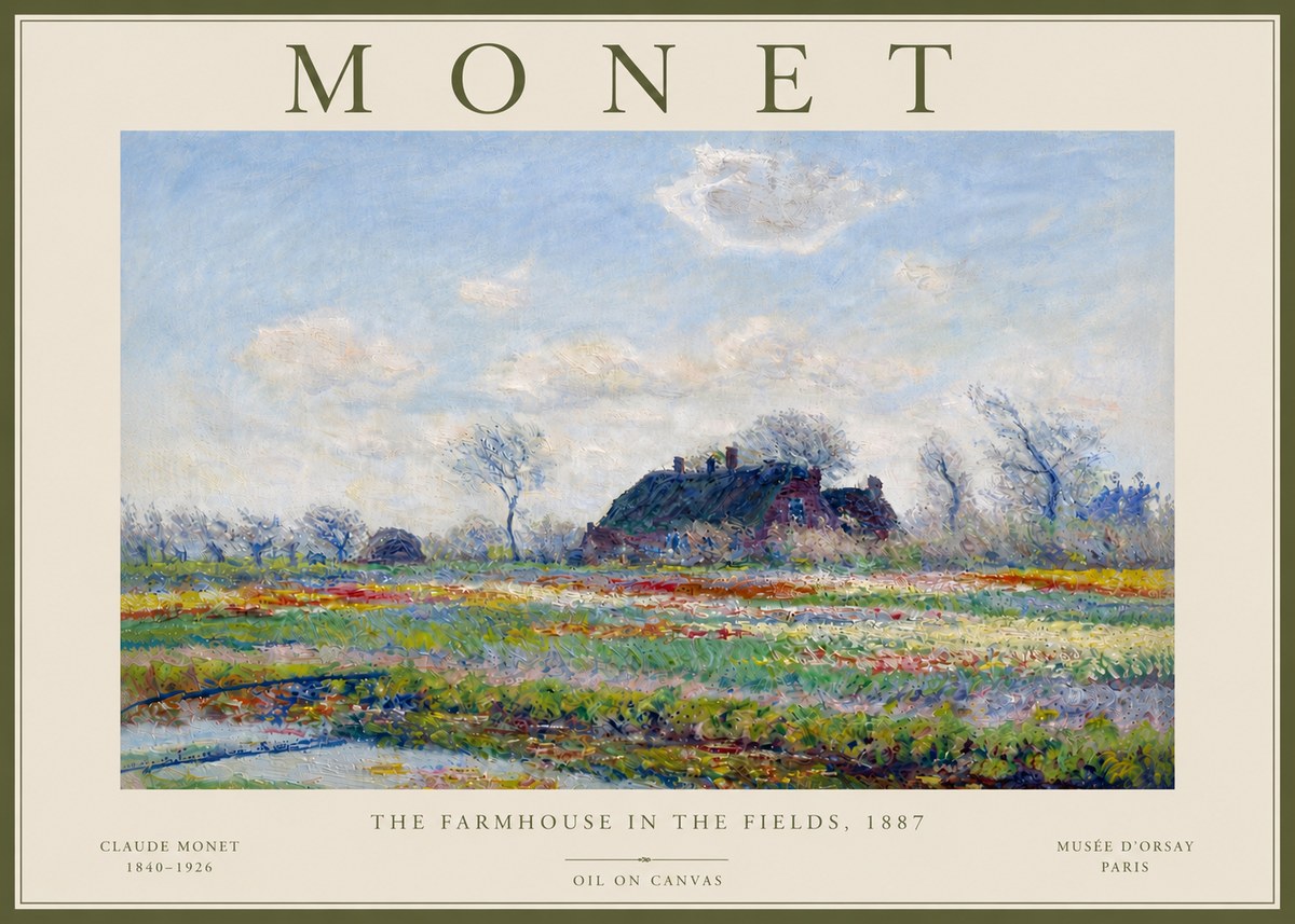 Monet The Farmhouse in the Fields No6 - Poster