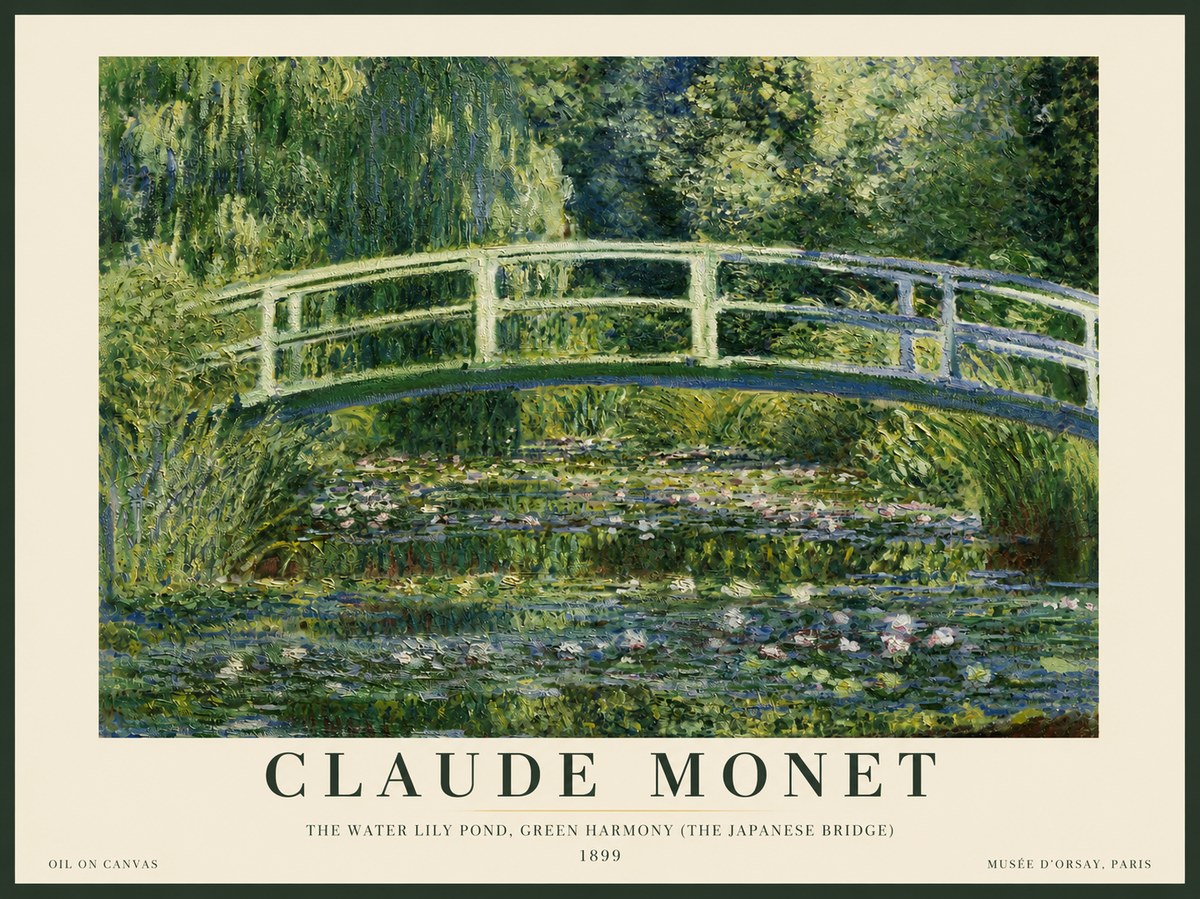 Monet The Water Lily Pond, Green Harmony (the Japanese Bridge) No3 - Poster
