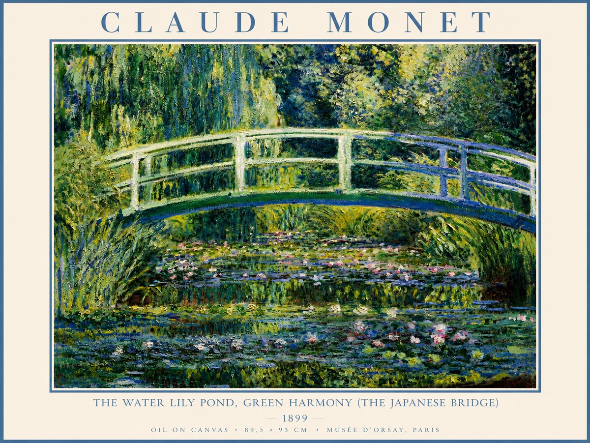 Monet The Water Lily Pond, Green Harmony (the Japanese Bridge) No4 - Poster