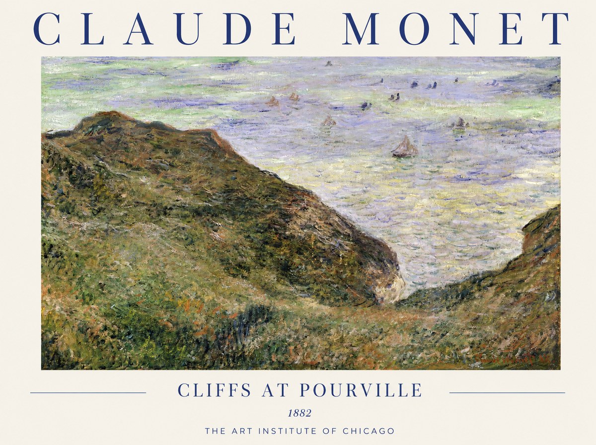 Monet Cliffs at Pourville II No1 - Poster