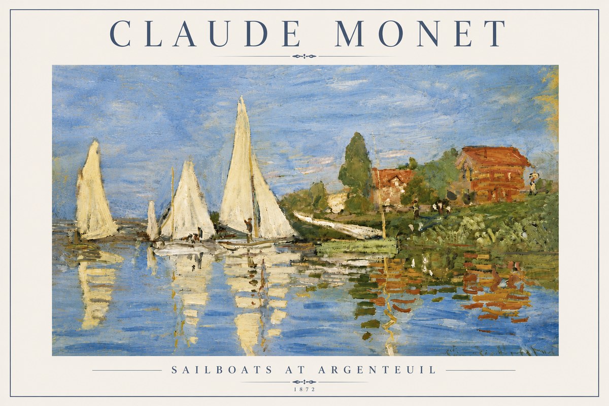 Monet Sailboats at Argenteuil No6 - Poster