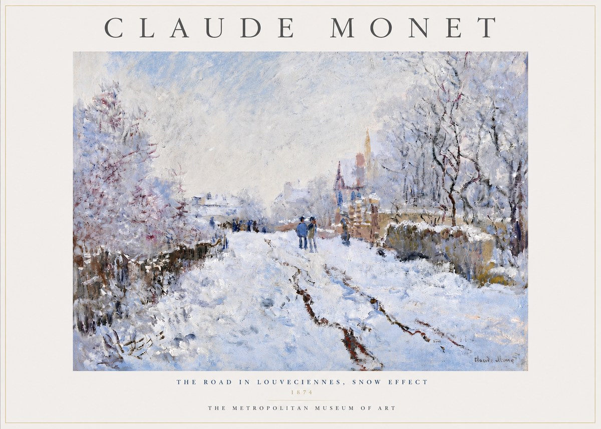 Monet The Road in Louveciennes, Snow Effect No3 - Poster