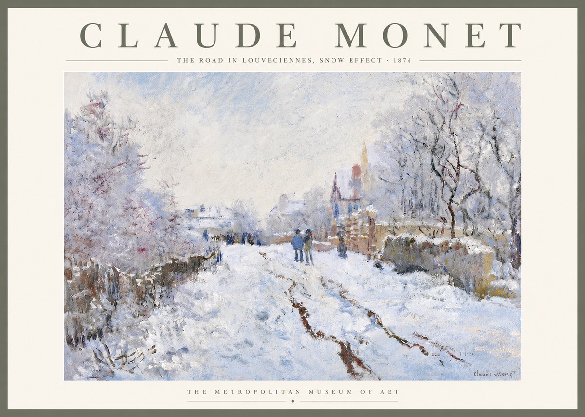 Monet The Road in Louveciennes, Snow Effect No5 - Poster
