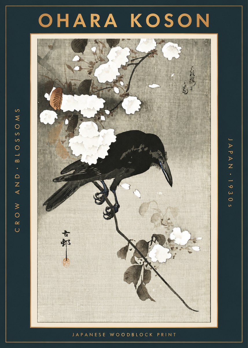 Ohara Koson Crow and Blossoms II No2 - Poster