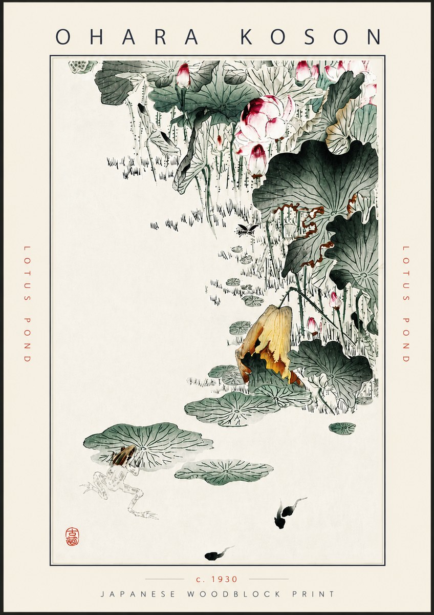 Ohara Koson Lotus Pond No5 - Poster