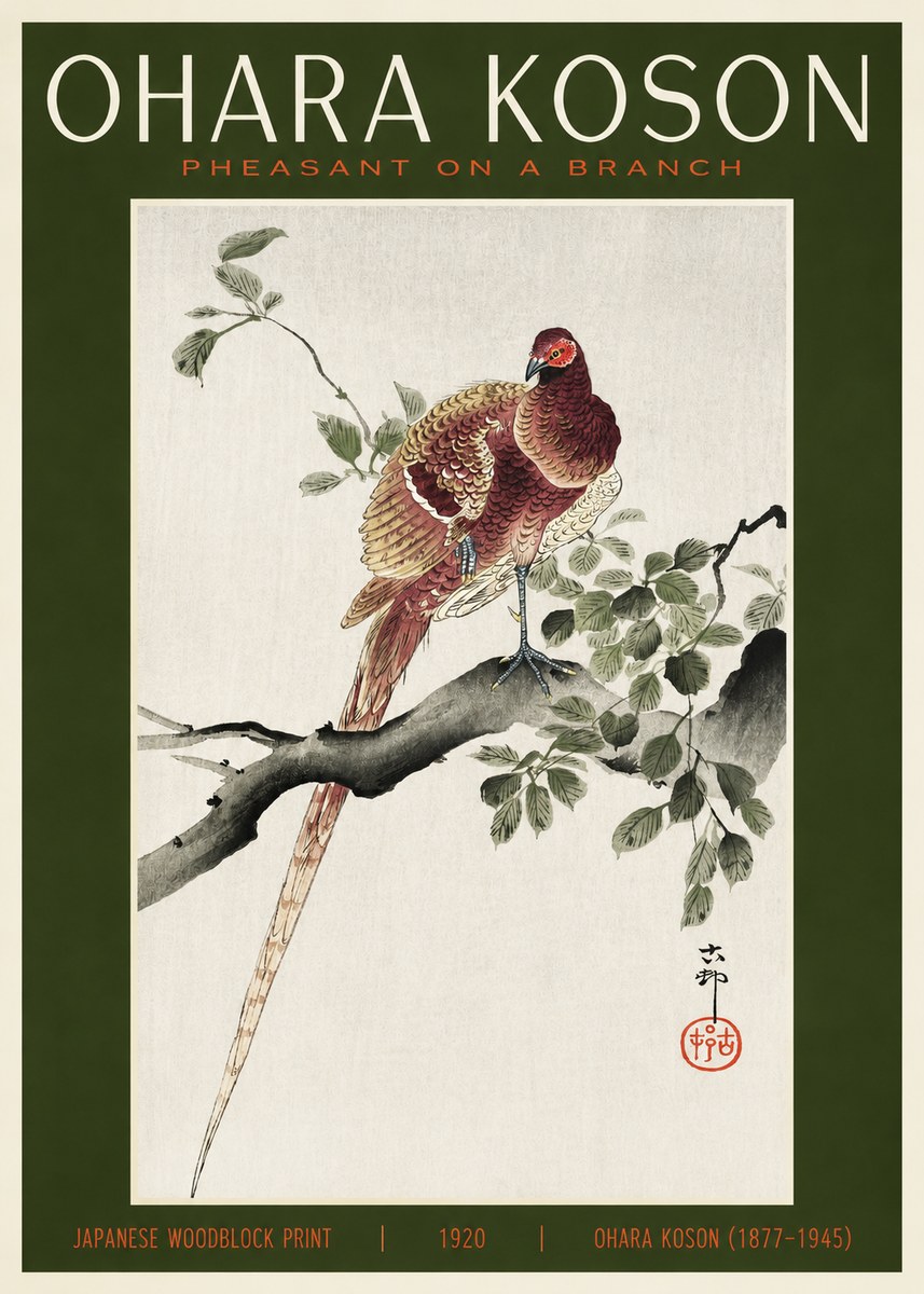 Ohara Koson Pheasant on a Branch No2 - Poster