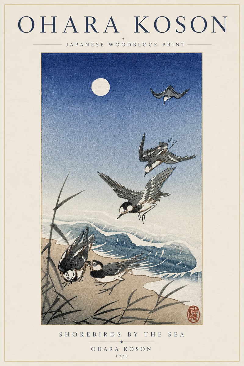 Ohara Koson Shorebirds by the Sea No6 - Poster