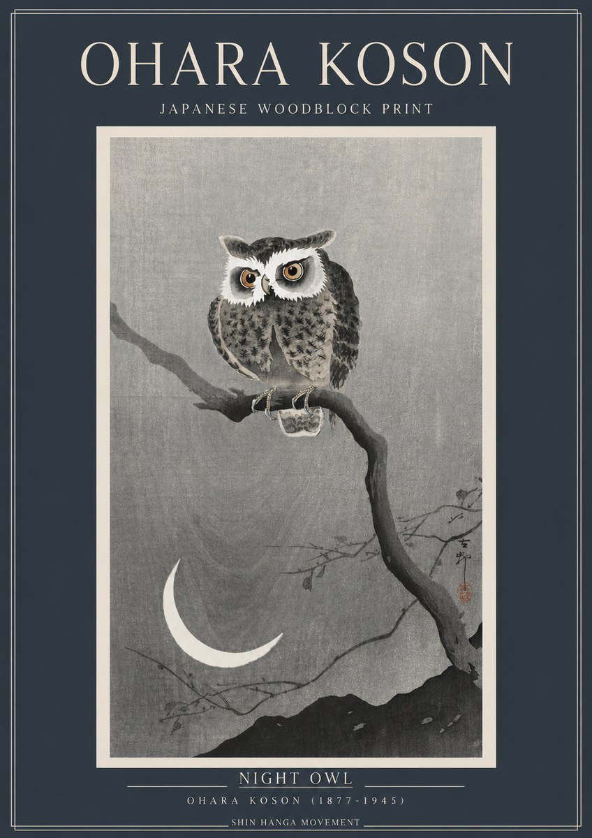 Ohara Koson Night Owl No2 - Poster