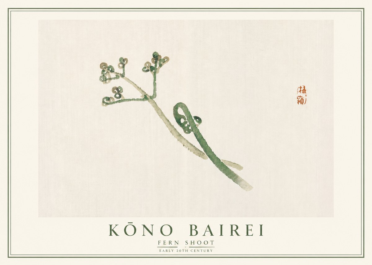 Kōno Bairei Fern Shoot No5 - Poster