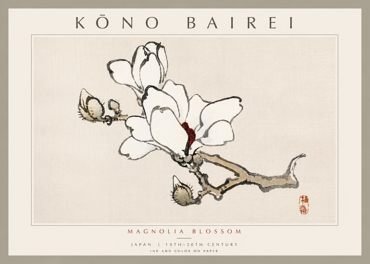 Kōno Bairei Magnolia Blossom No6 - Poster