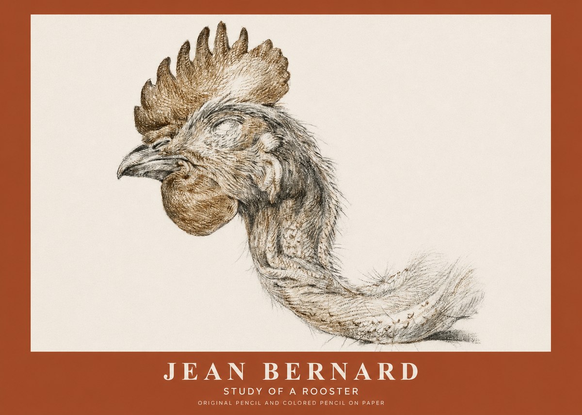 Jean Bernard Study of a Rooster Head No2 - Poster
