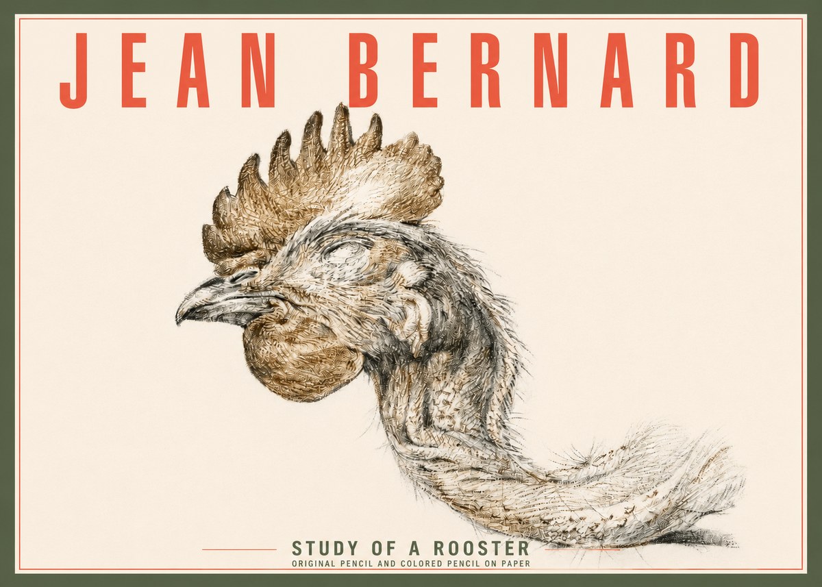 Jean Bernard Study of a Rooster Head No4 - Poster