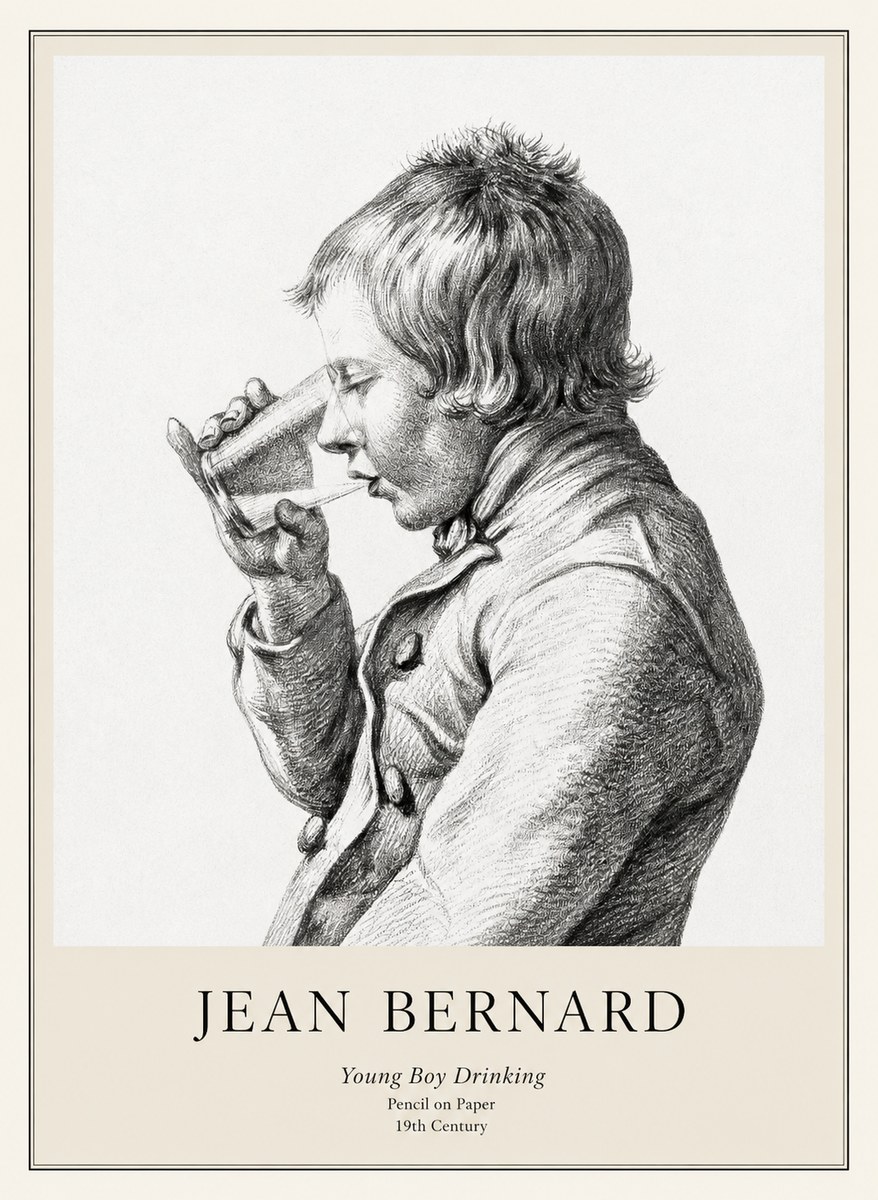 Jean Bernard Young Boy Drinking No1 - Poster