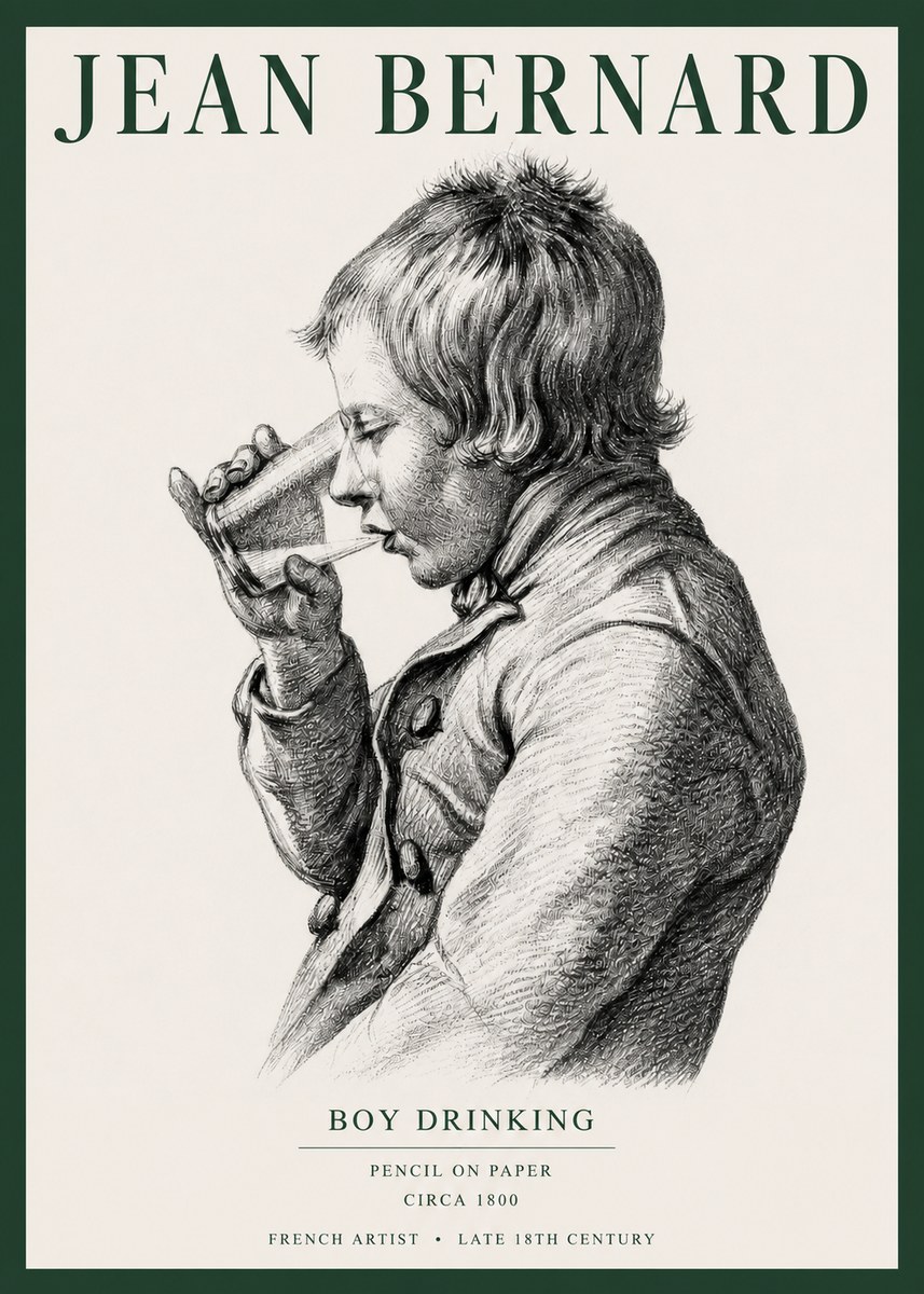 Jean Bernard Young Boy Drinking No5 - Poster