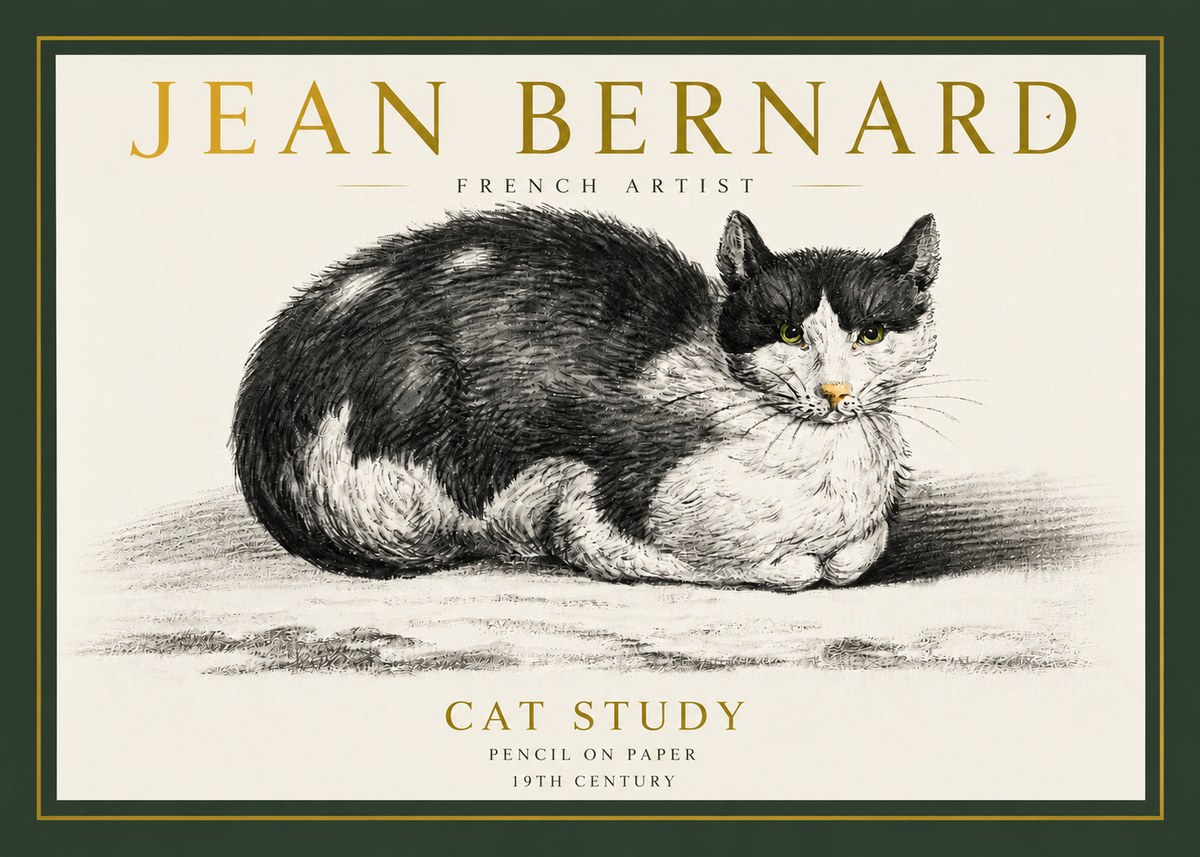 Jean Bernard Cat Study II No3 - Poster