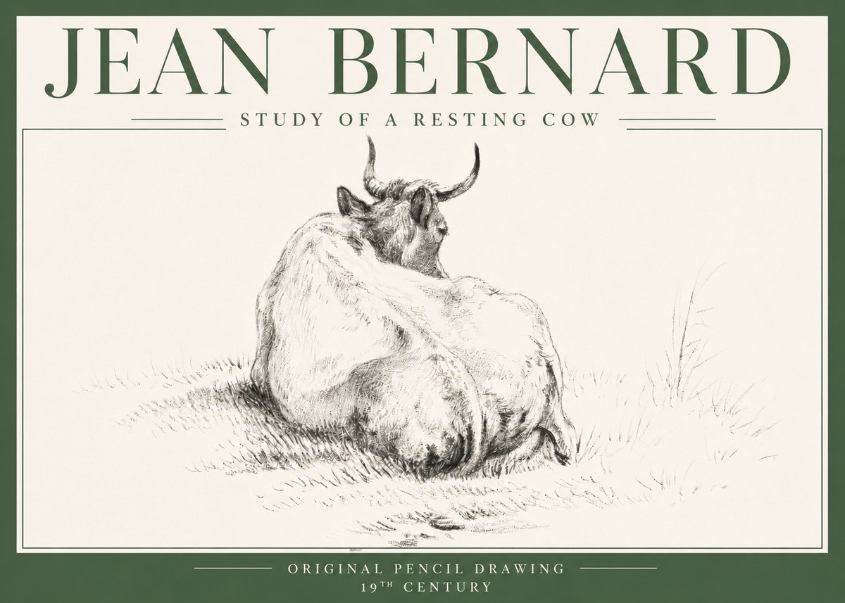 Jean Bernard Study of a Resting Cow I No4 - Poster