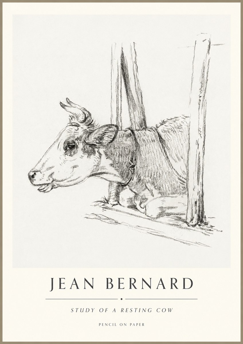 Jean Bernard Study of a Resting Cow II No1 - Poster