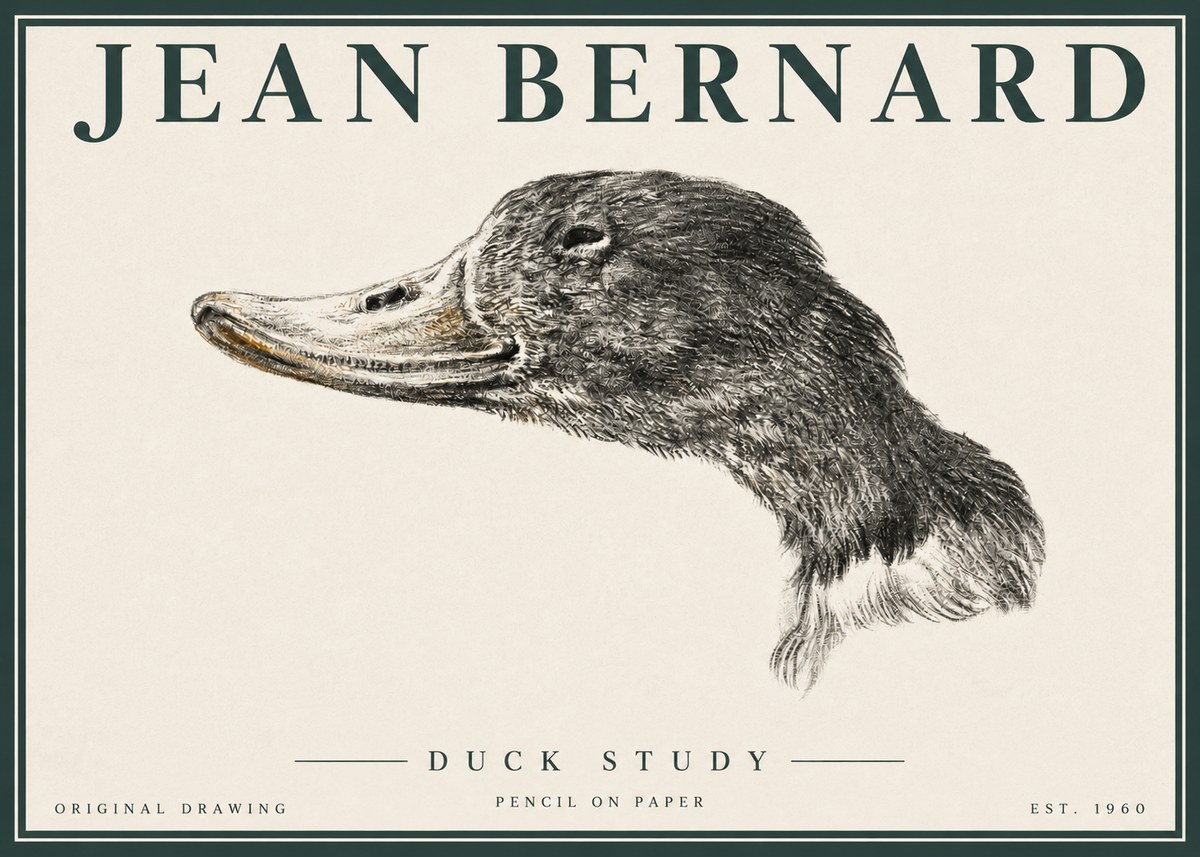 Jean Bernard Study of a Duck No4 - Poster