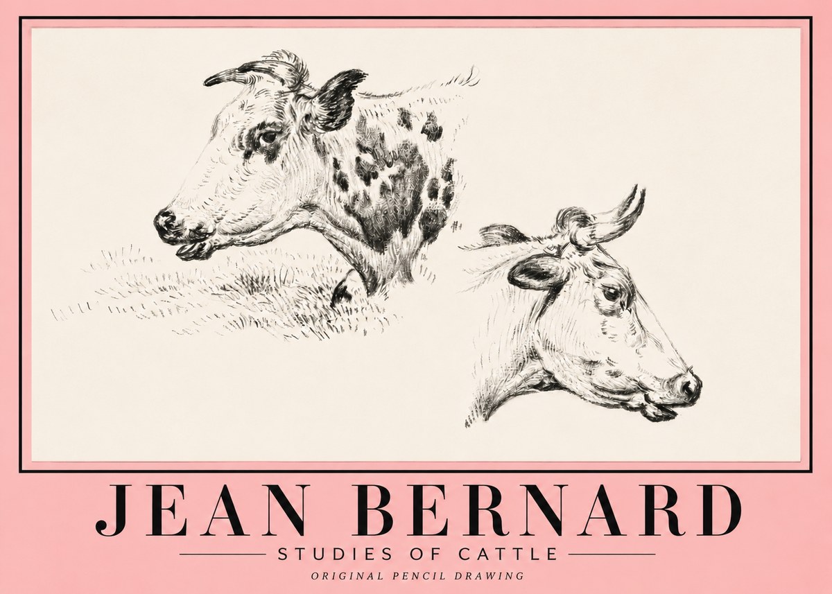 Jean Bernard Studies of Cattle I No5 - Poster