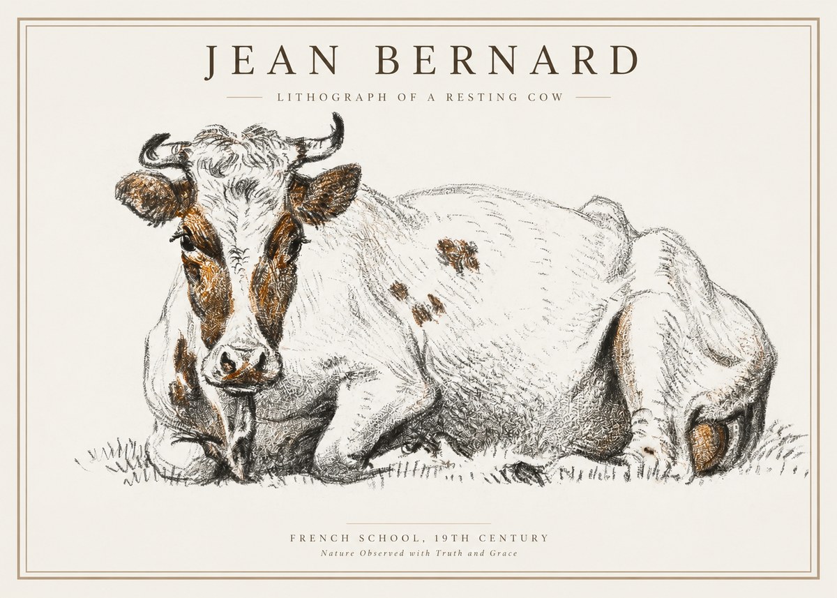 Jean Bernard Study of a Resting Cow III No2 - Poster