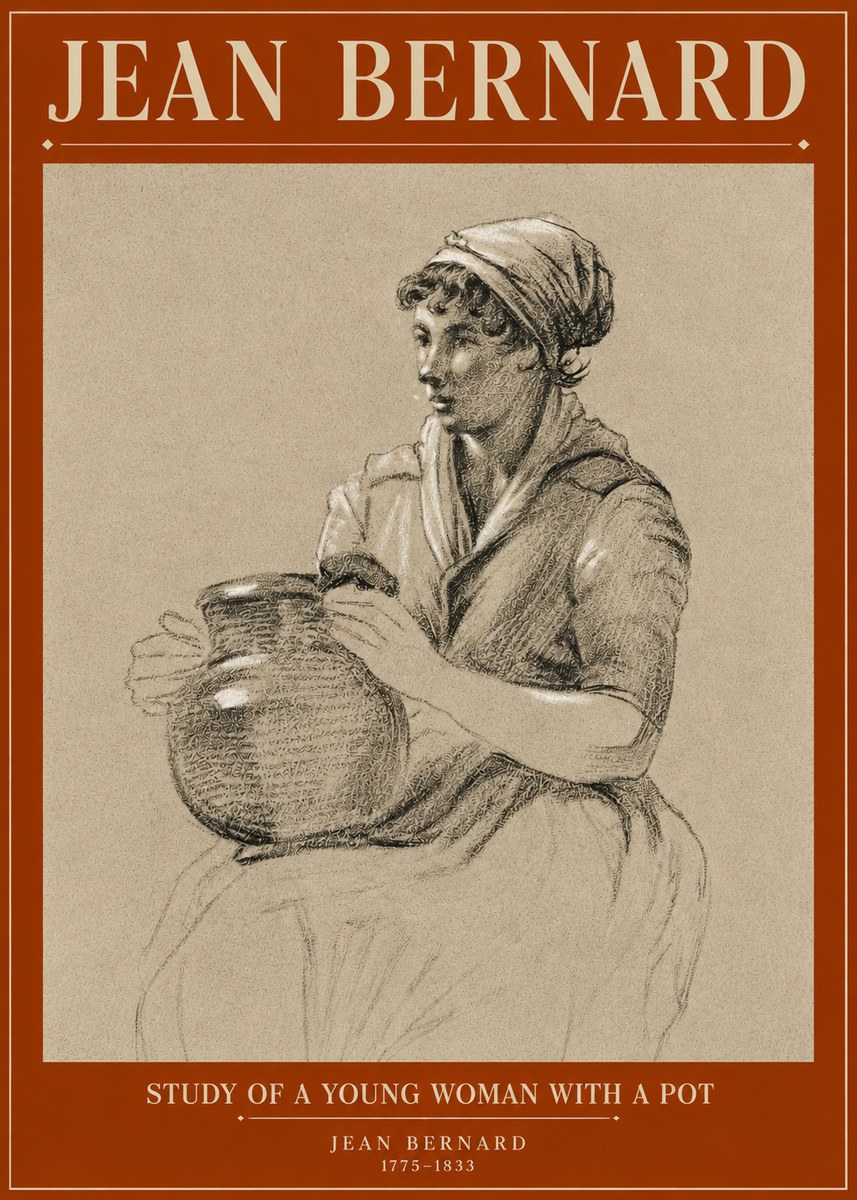 Jean Bernard Study of a Young Woman with a Pot No3 - Poster