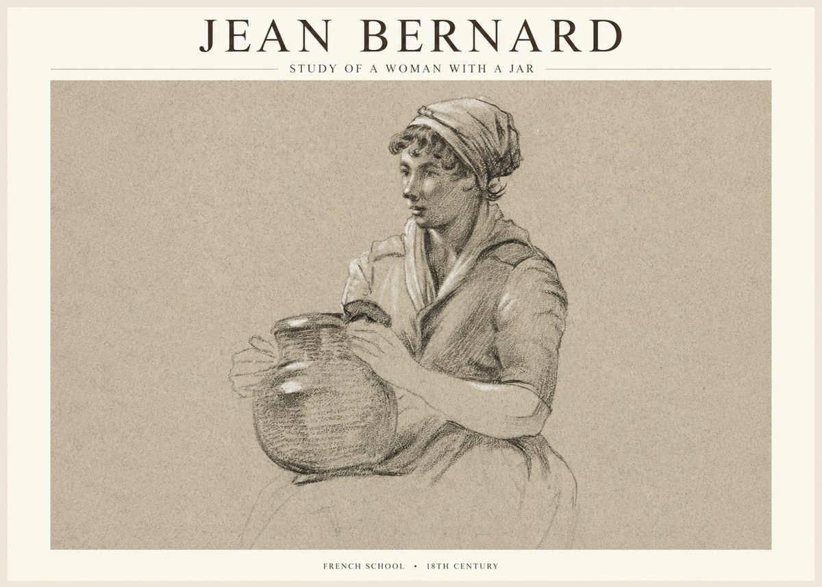 Jean Bernard Study of a Young Woman with a Pot No5 - Poster