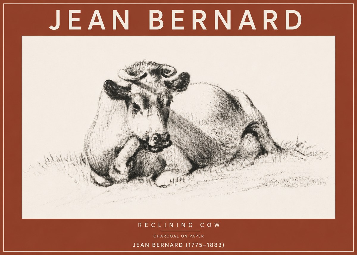Jean Bernard Reclining Cow I No4 - Poster