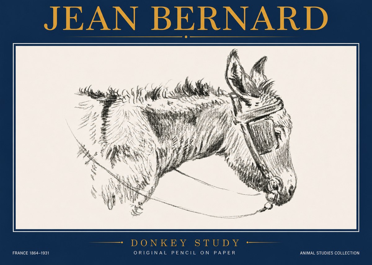 Jean Bernard Donkey Study II No4 - Poster