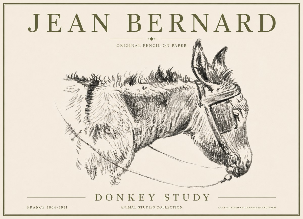 Jean Bernard Donkey Study II No6 - Poster