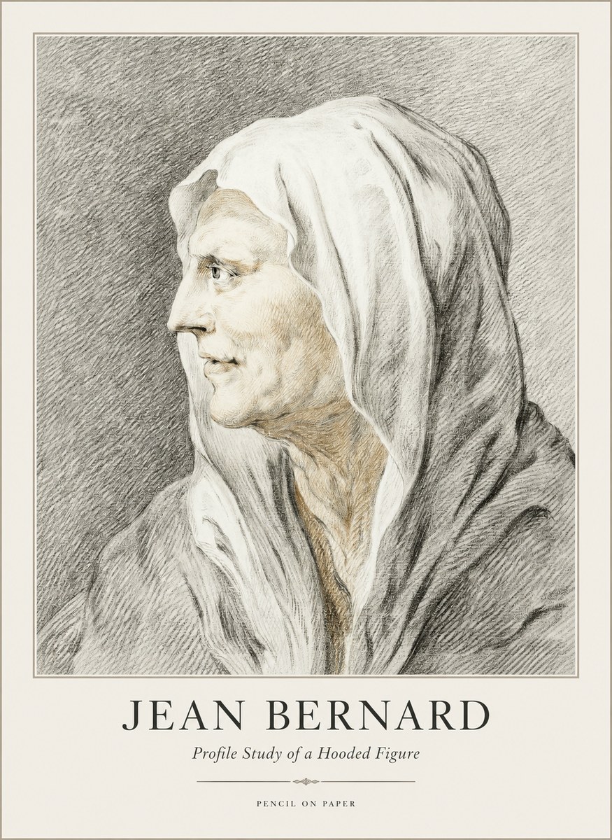 Jean Bernard Profile Study of a Hooded Figure No1 - Poster