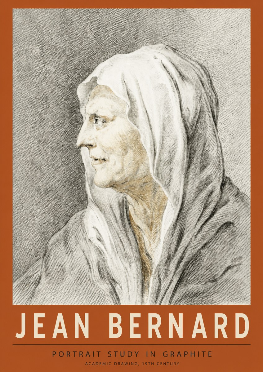 Jean Bernard Profile Study of a Hooded Figure No4 - Poster